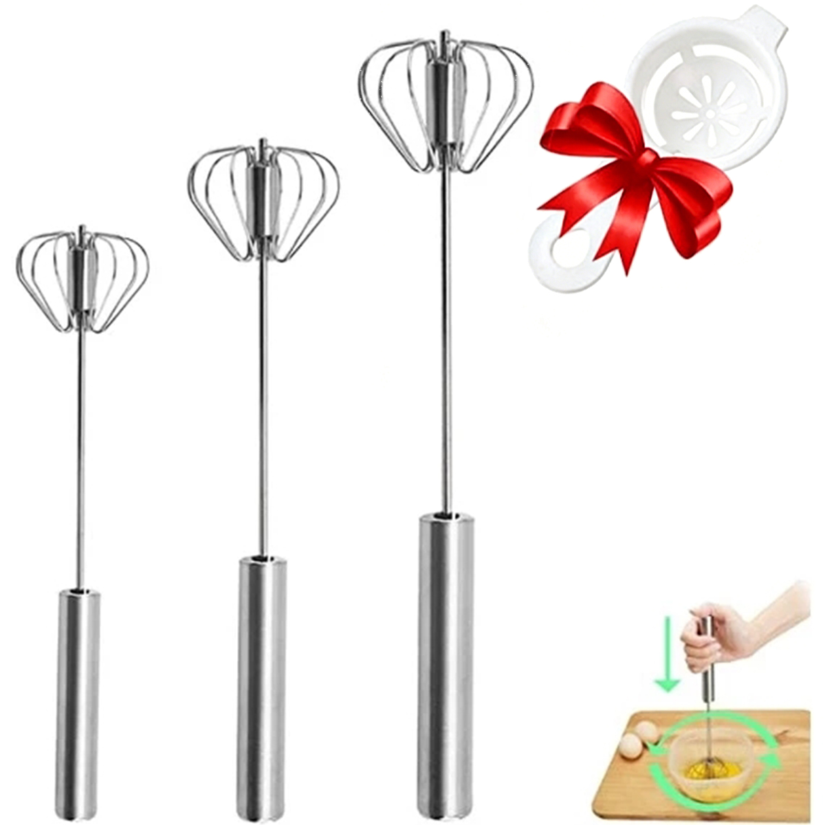 Kitchen Appliances Australia - 1/3pcs 스테인레스 스틸 계란 거품기 간편한