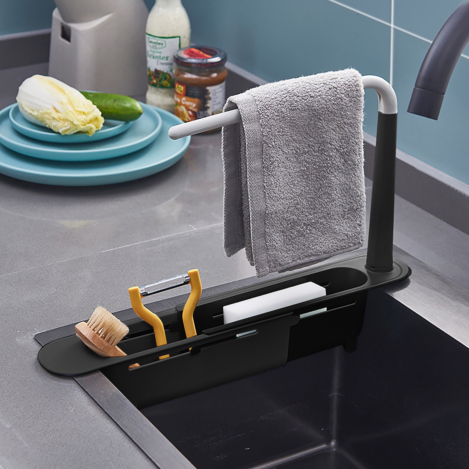주방 정리함 비누 스펀지 거치대 수건 선반, 신축성 싱 - Kitchen Appliances Gift 리뷰 및 가격